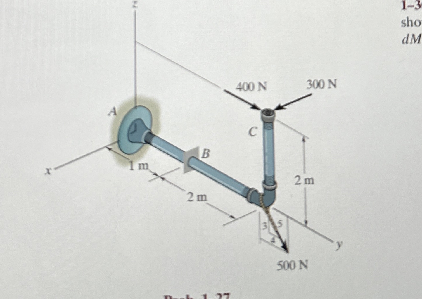 If it is fixed to the wall at A , determine the