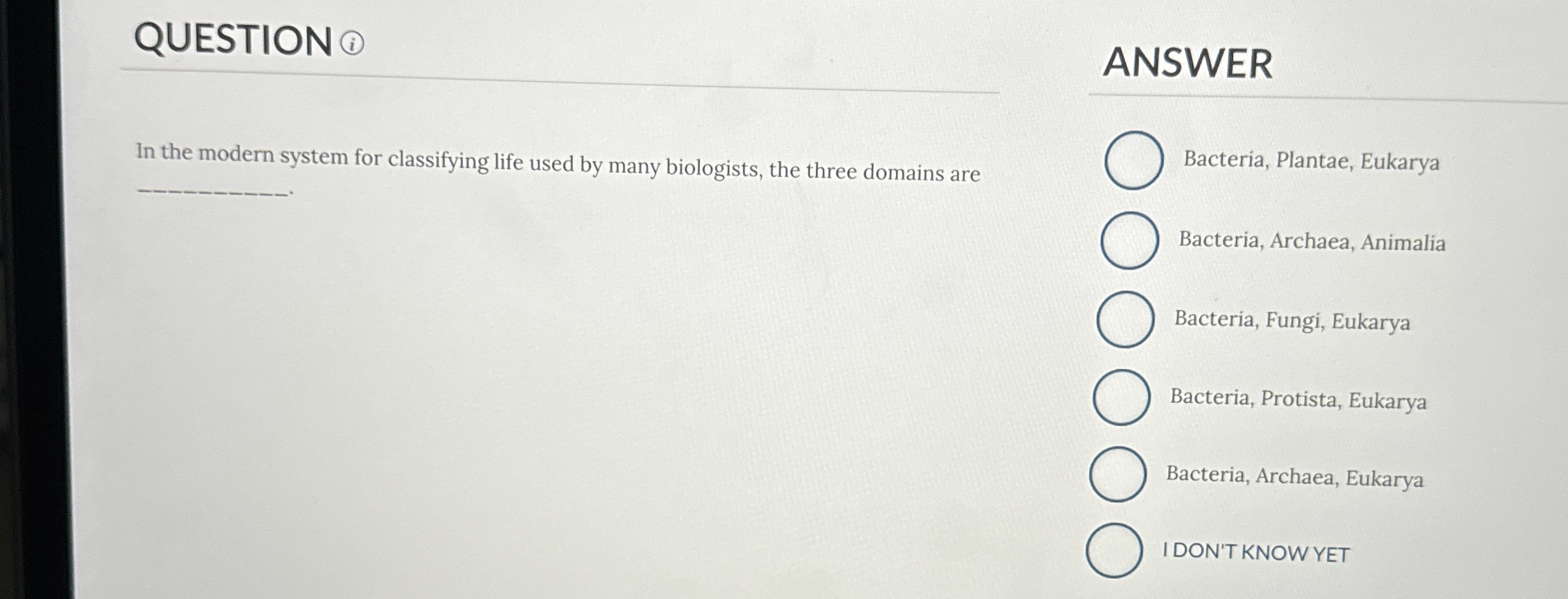 QUESTION ( i ) ANSWER In the modern system for
