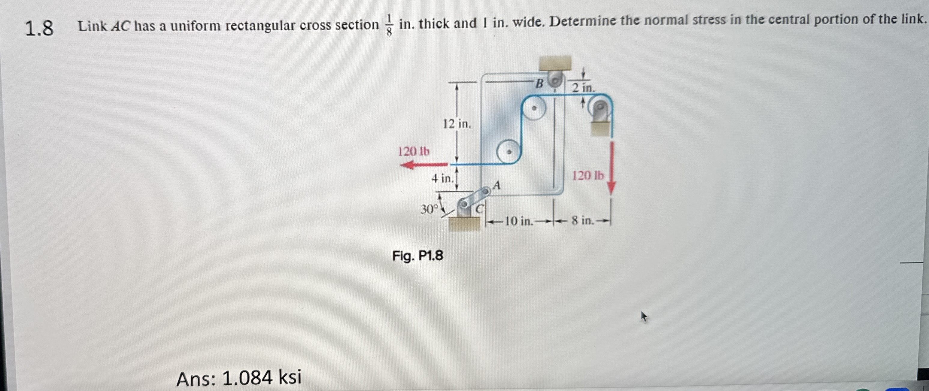 1 . 8 Link A C has a uniform rectangular cross