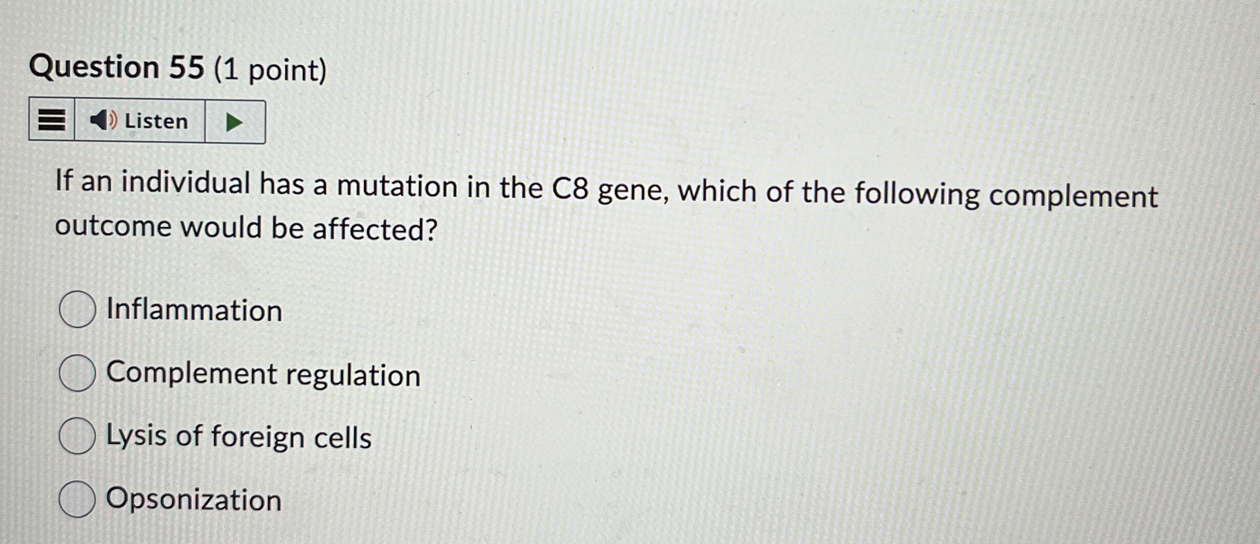 Question 5 5 ( 1 point ) Listen If an individual
