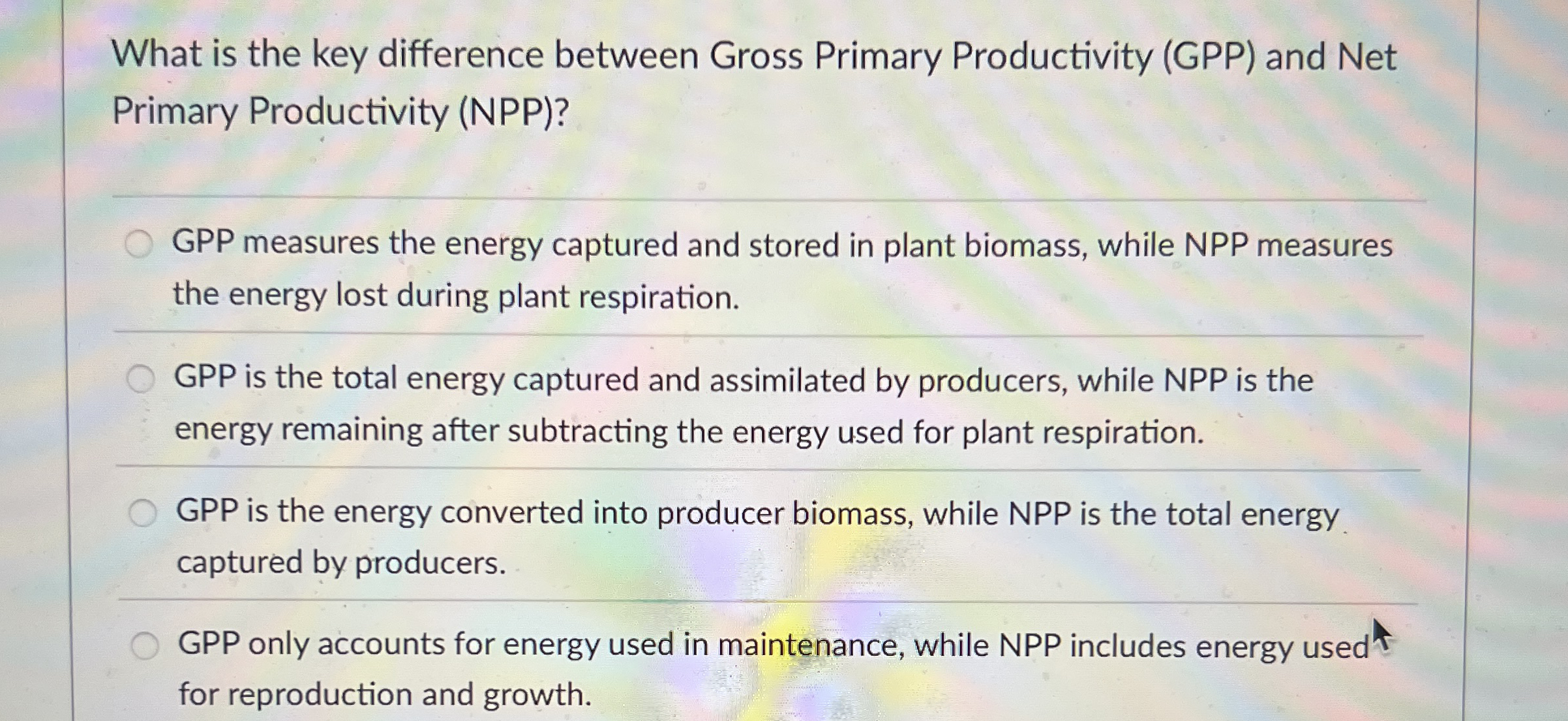 What is the key difference between Gross Primary