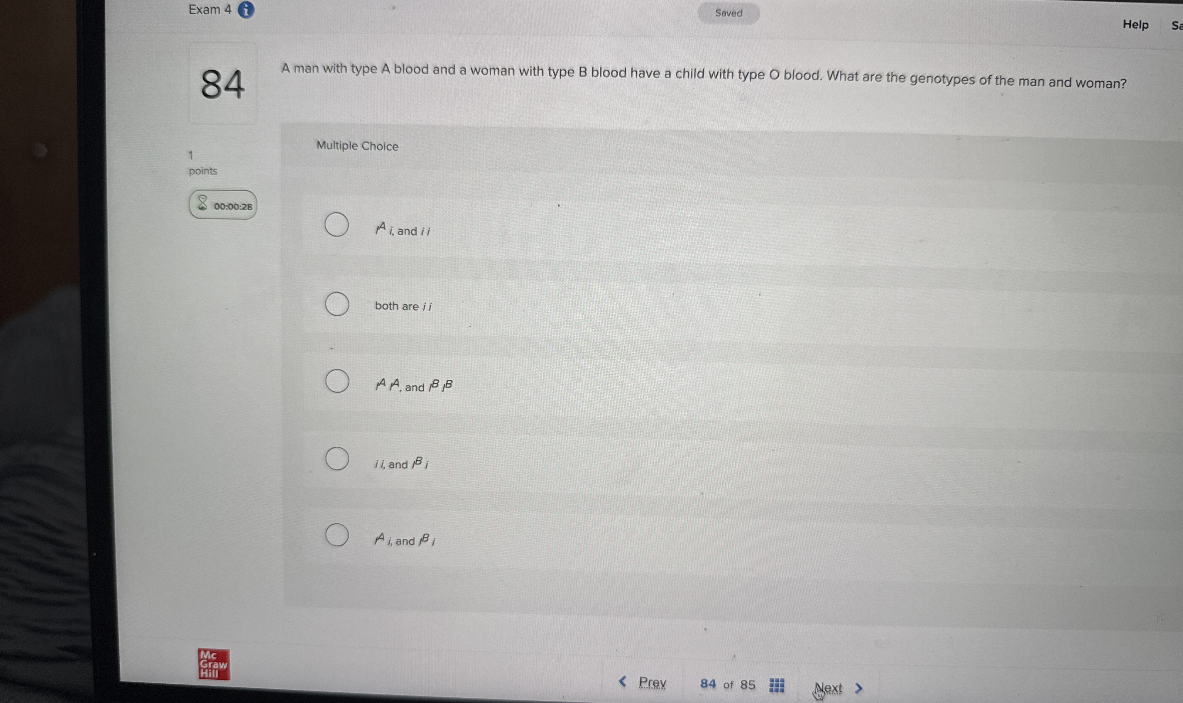 Exam 4 ( i 8 4 A man with type A blood and a