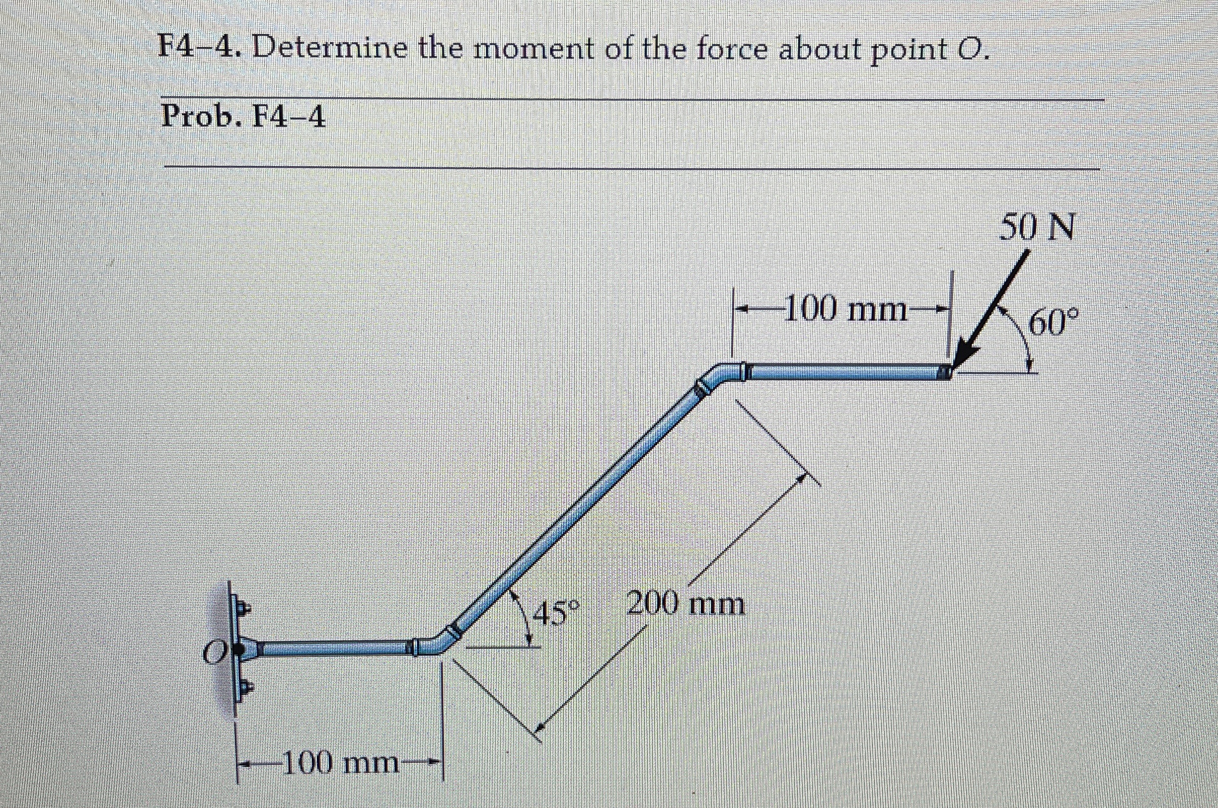 F 4 - 4 . Determine the moment of the force about