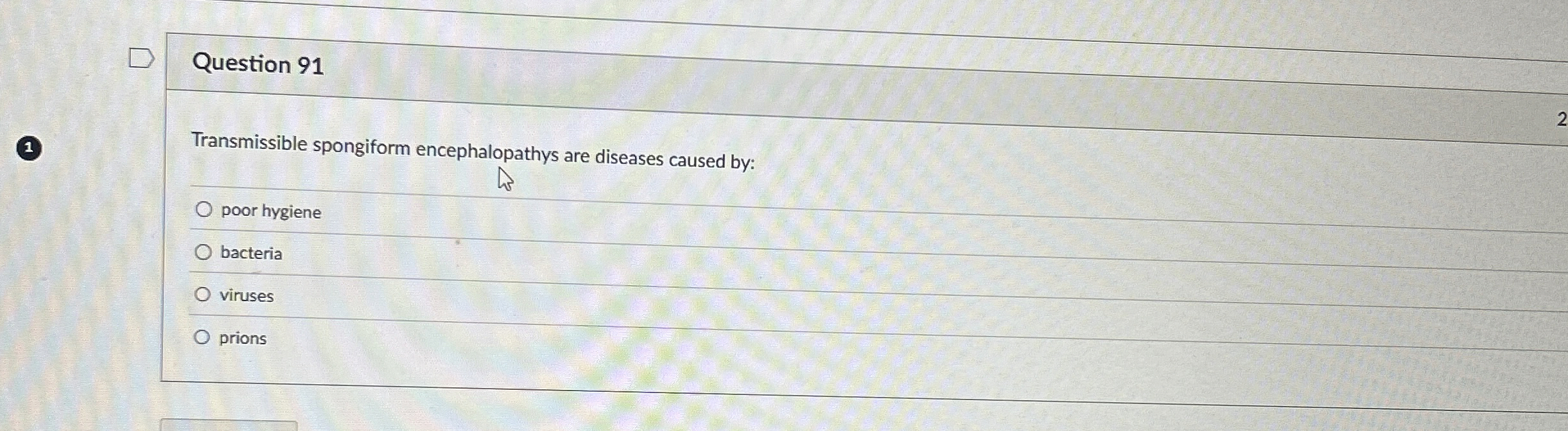 Question 9 1 ( 1 ) Transmissible spongiform