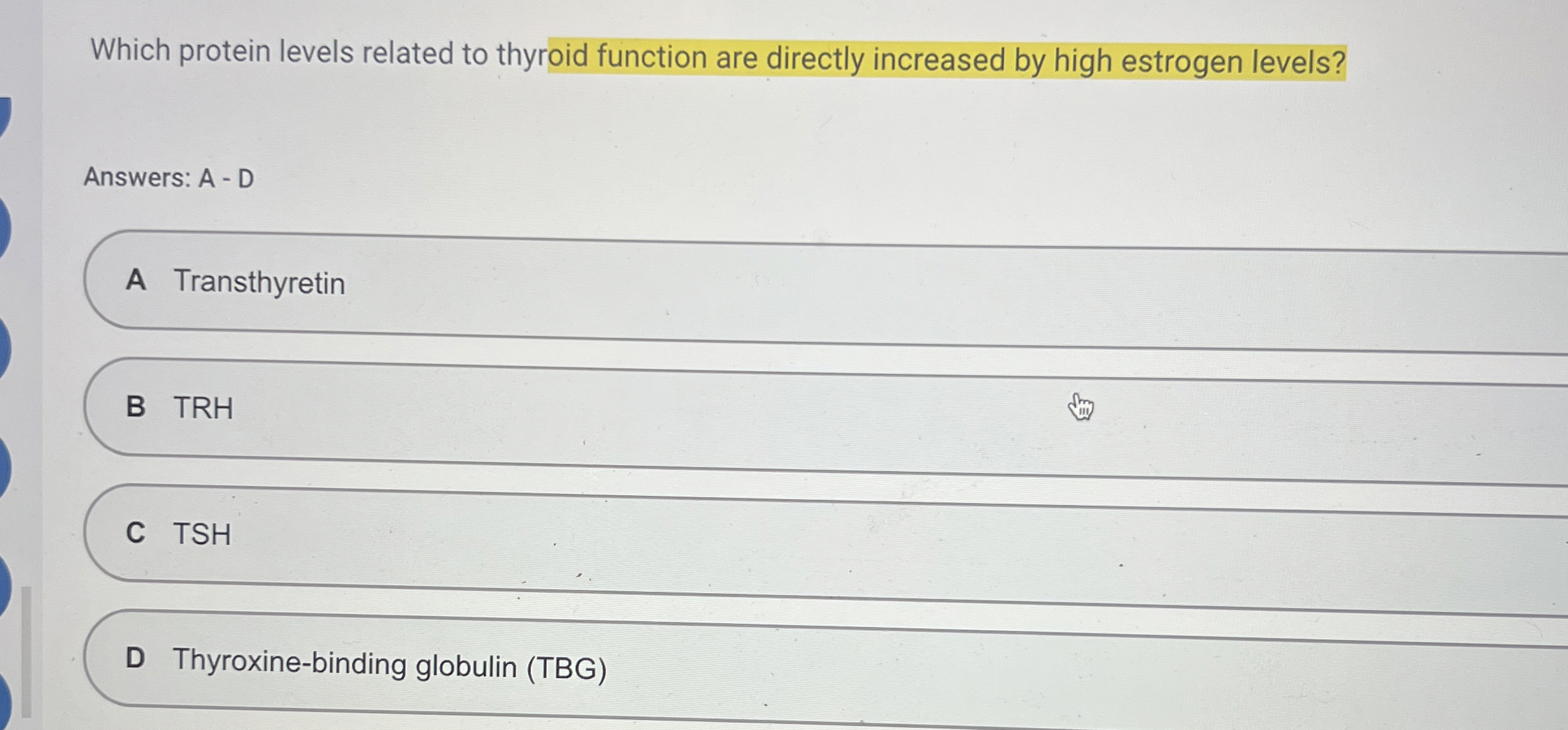 Which protein levels related to thyroid function