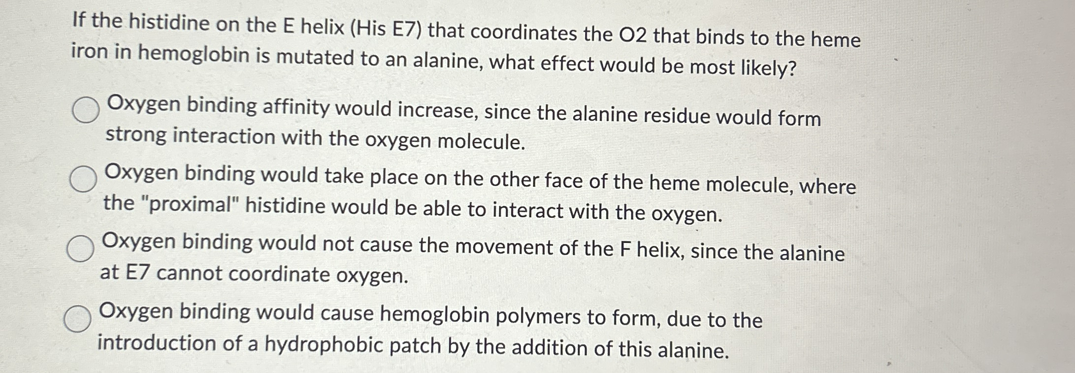 If the histidine on the E helix ( His E 7 ) that