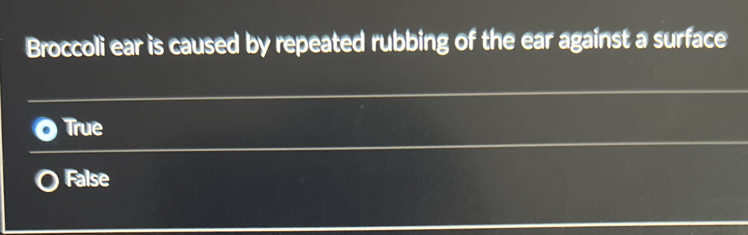 Broccoli ear is caused by repeated rubbing of the