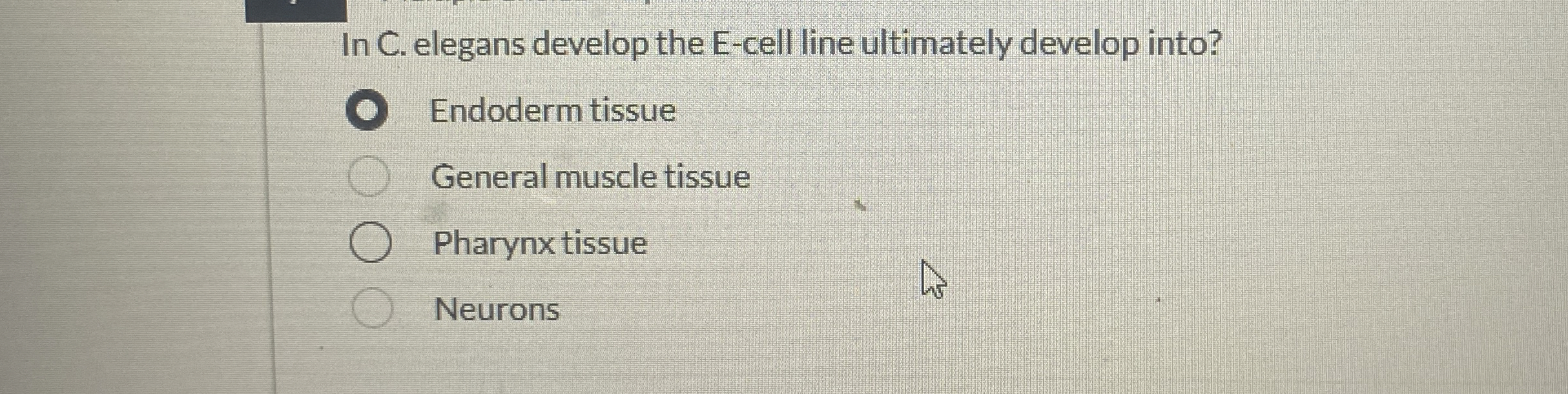 In C . elegans develop the E - cell line