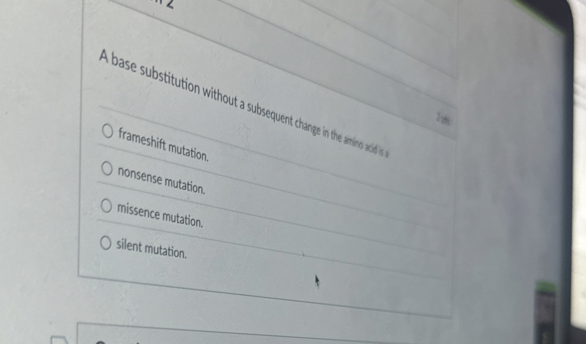 A base substitution without a subsequent change