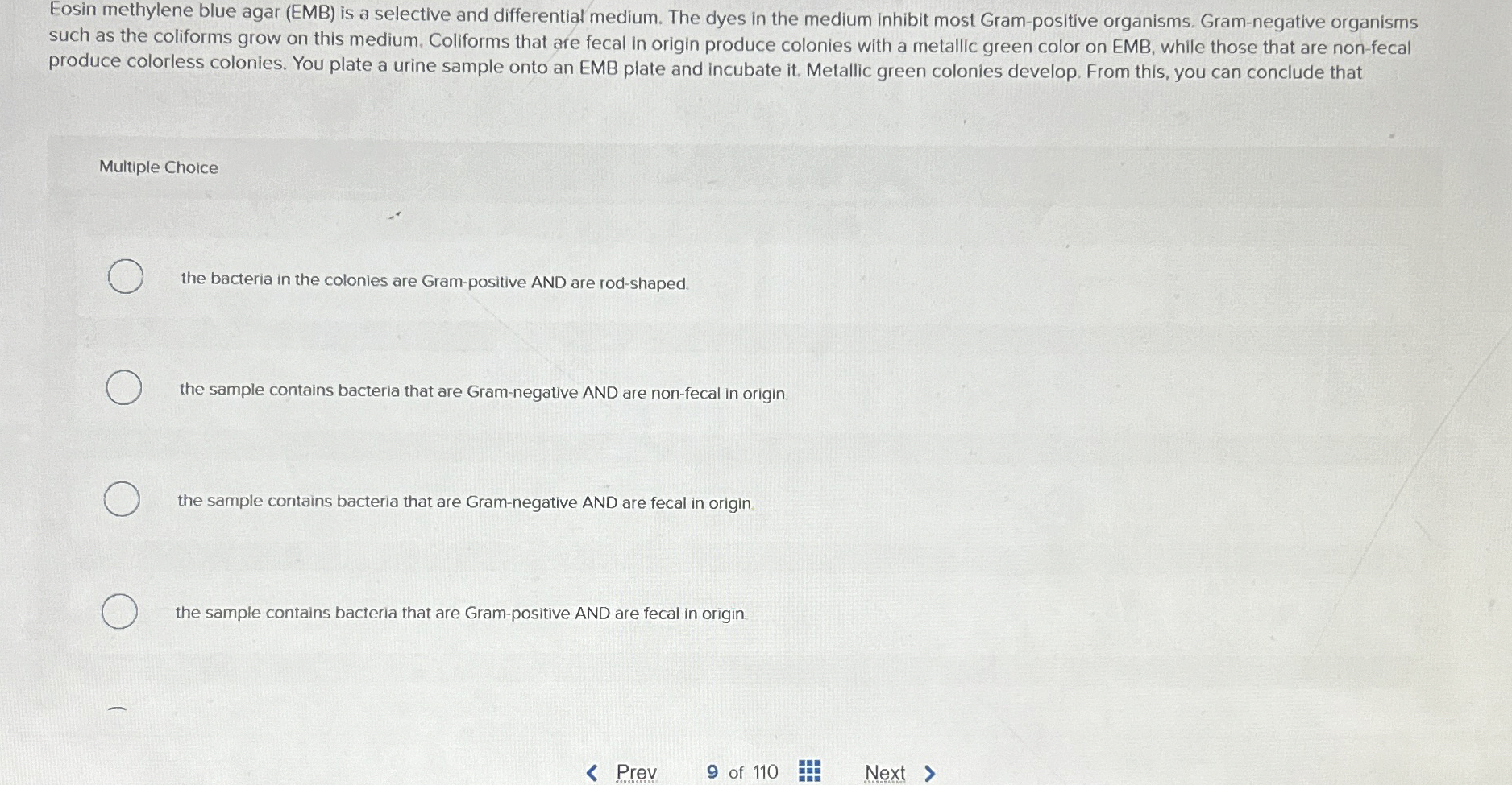 Eosin methylene blue agar ( EMB ) is a selective