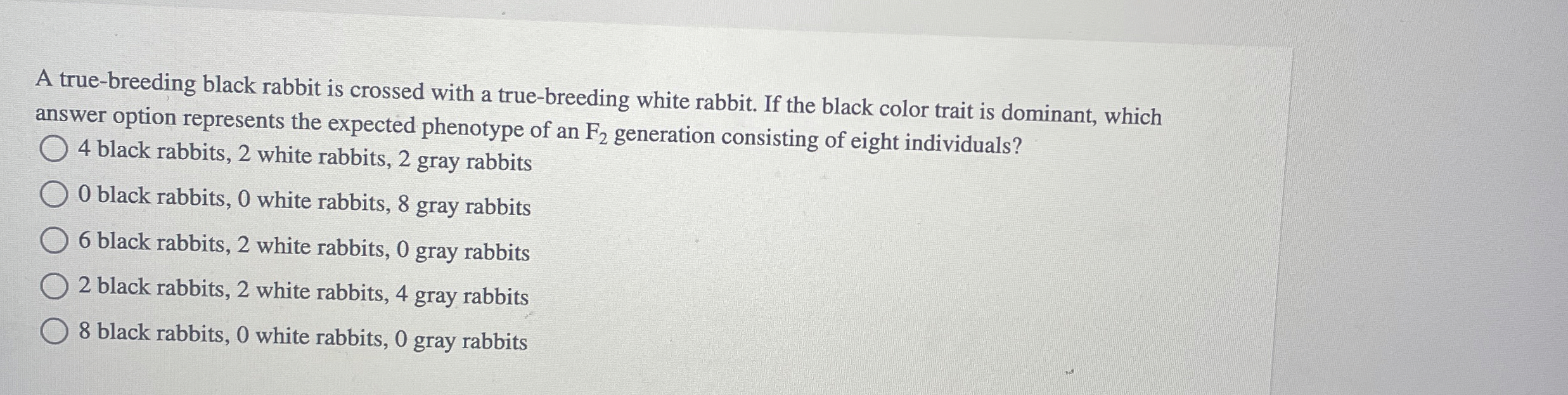 A true - breeding black rabbit is crossed with a