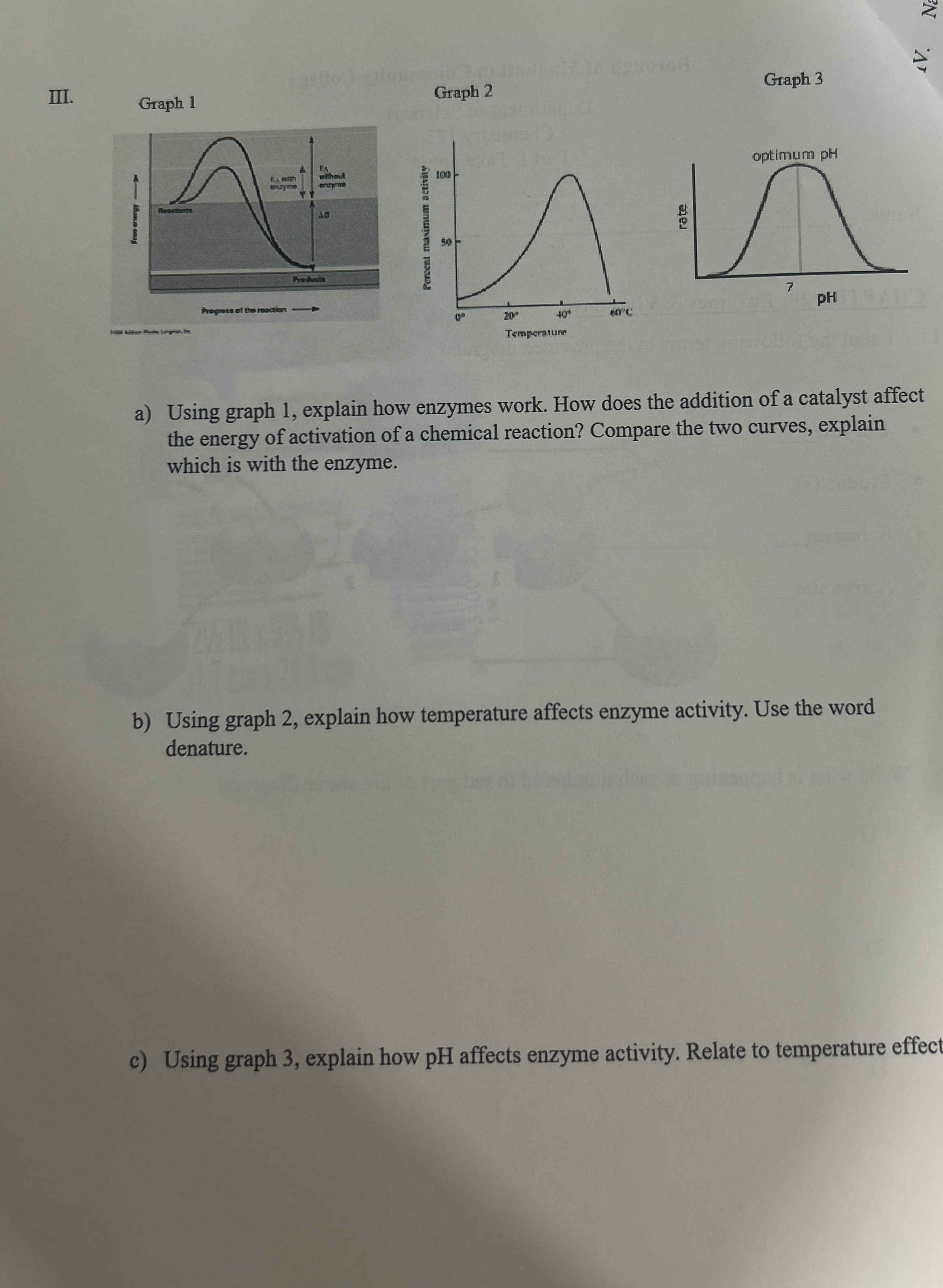 Gravh 3 III. a ) Using graph 1 , explain how