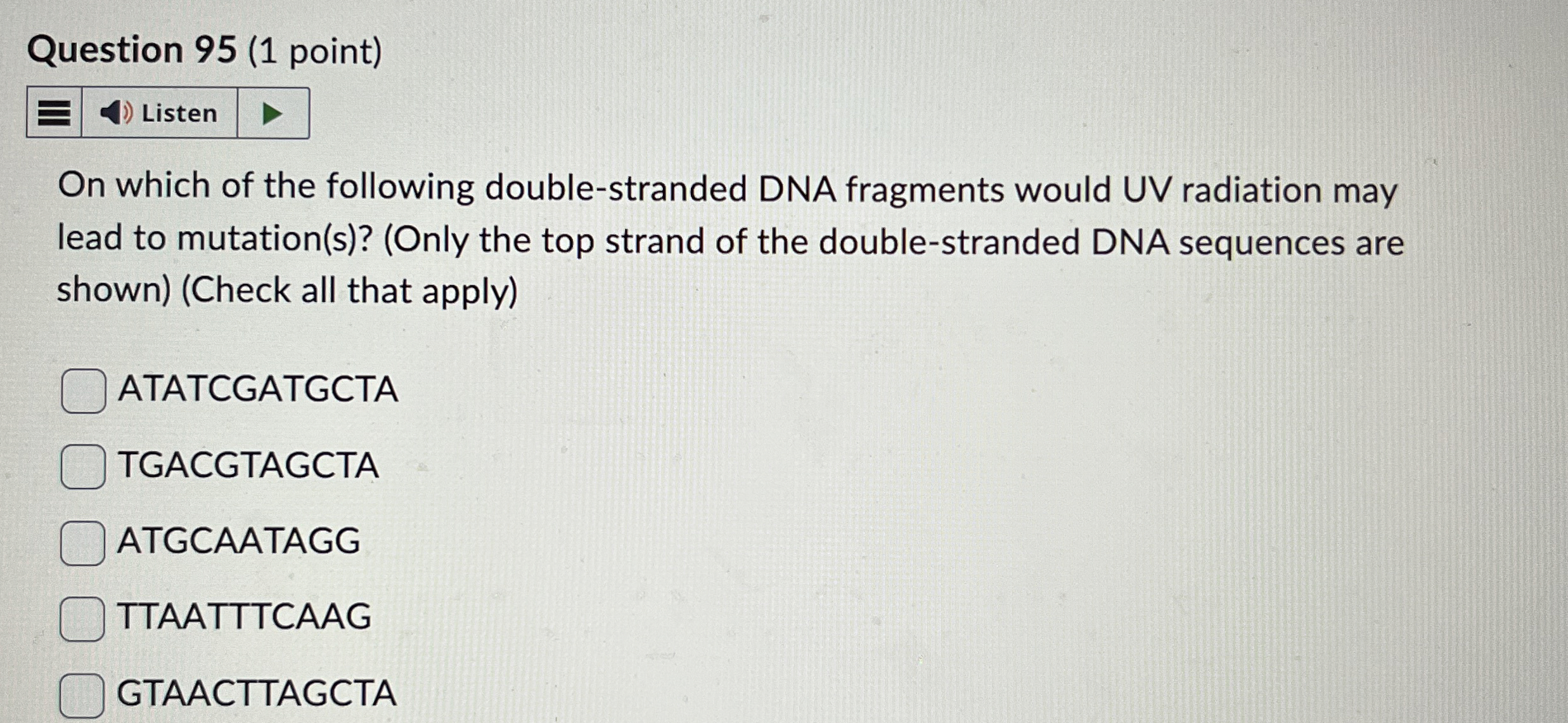 Question 9 5 ( 1 point ) On which of the