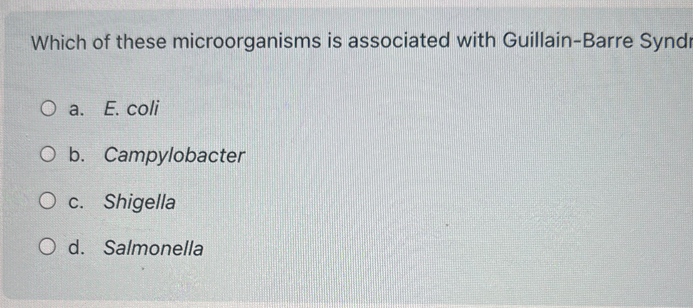 Which of these microorganisms is associated with