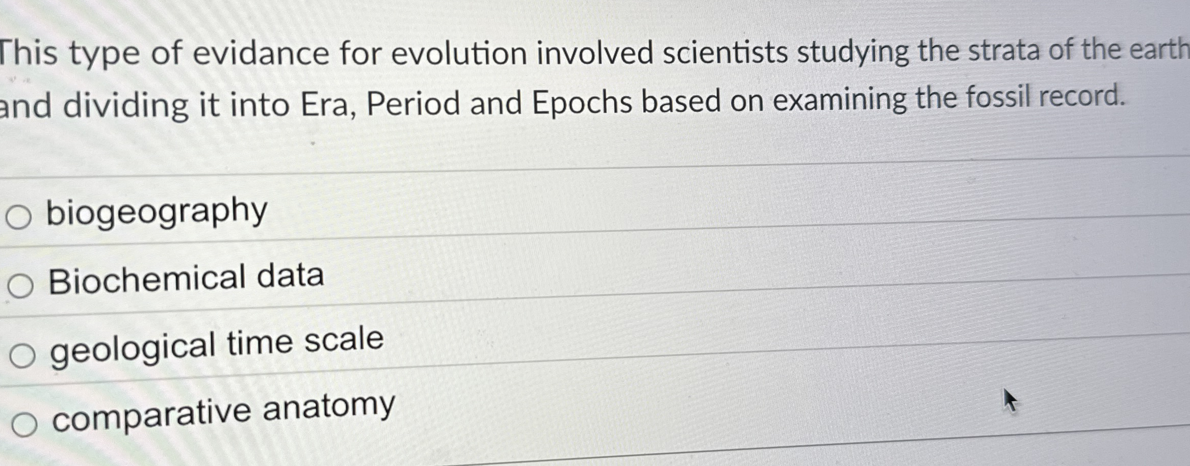 This type of evidance for evolution involved