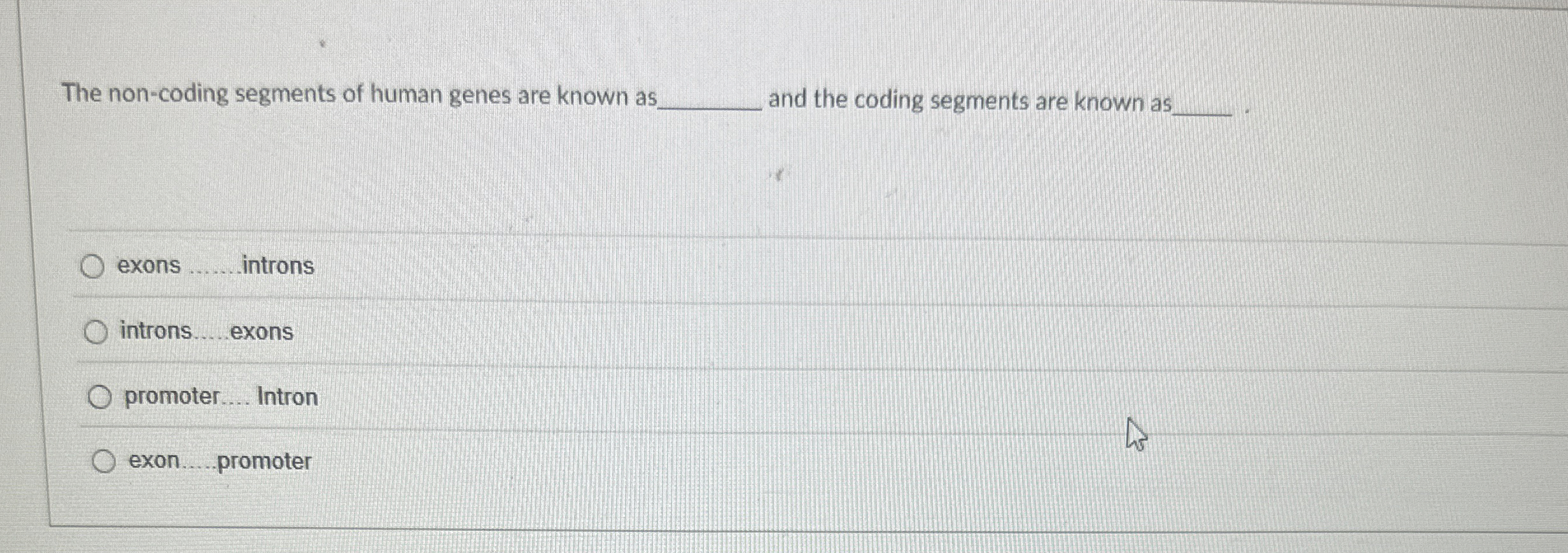 The non - coding segments of human genes are