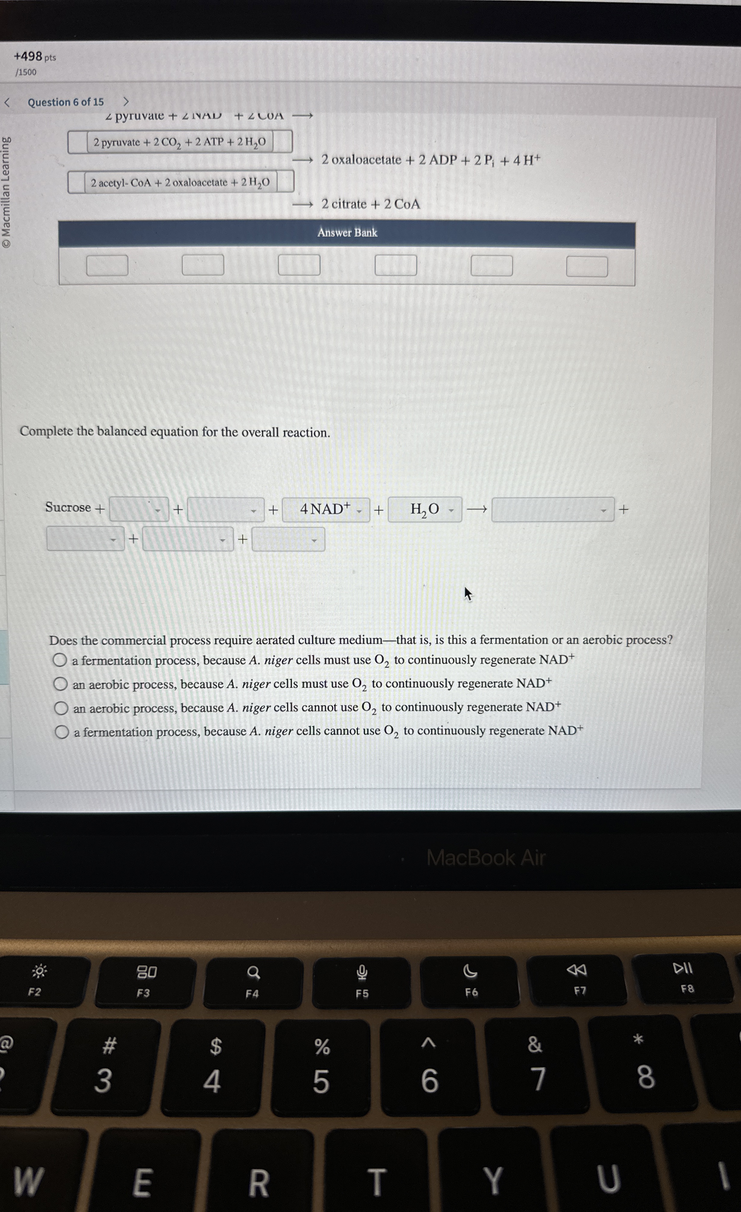 + 4 9 8 pts / 1 5 0 0 Question 6 of 1 5 Complete