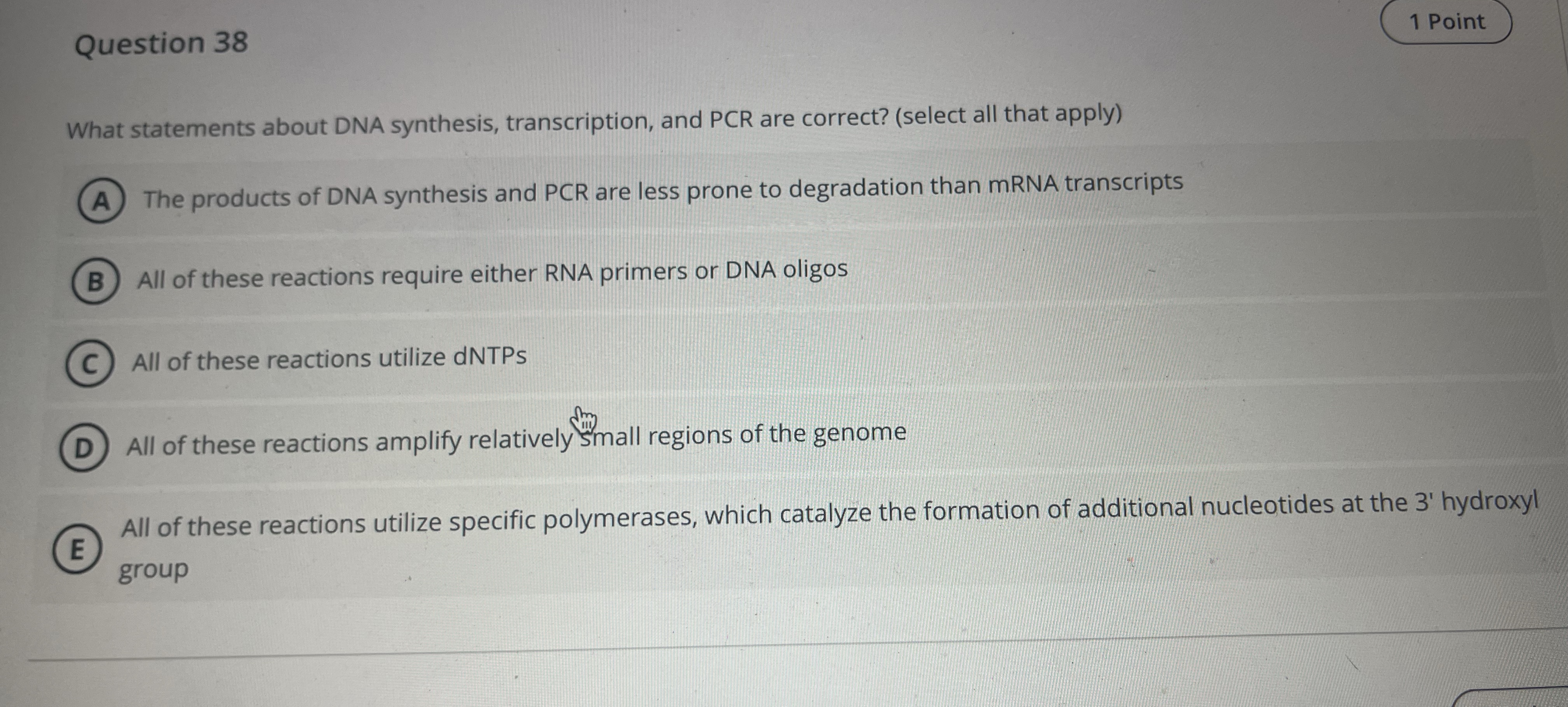 Question 3 8 1 Point What statements about DNA