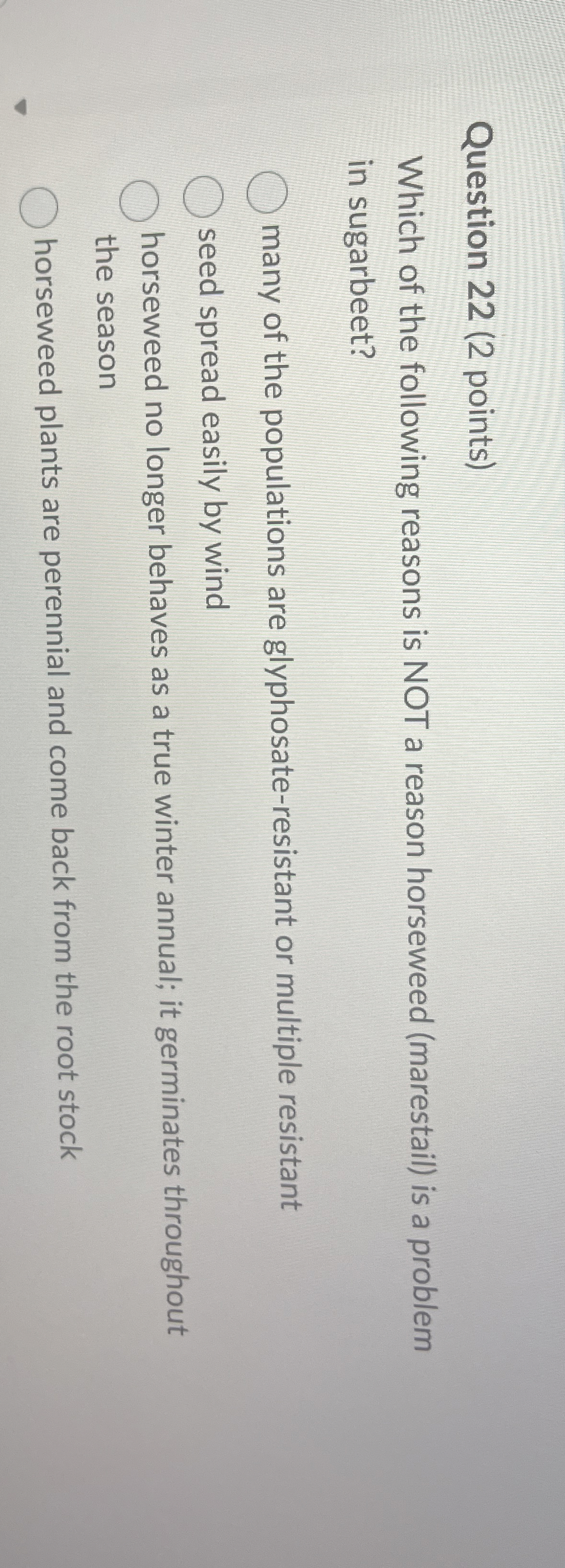 Question 2 2 ( 2 points ) Which of the following