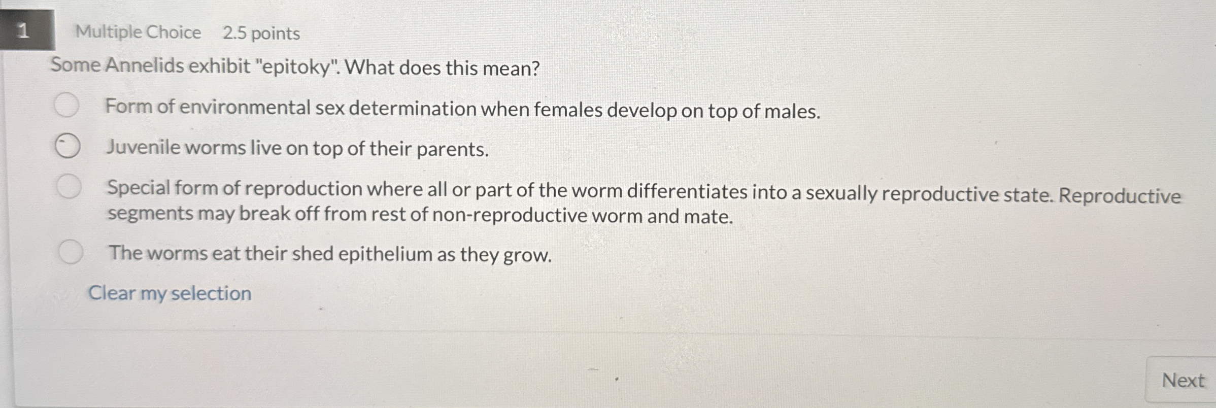 1 Multiple Choice 2 . 5 points Some Annelids