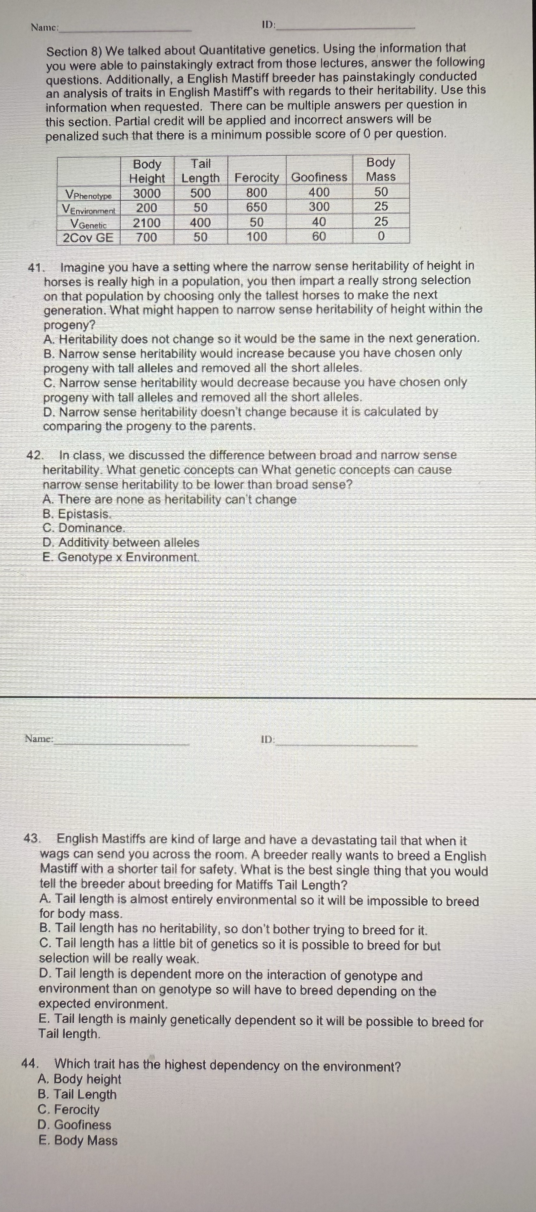 Nam ID Section 8 ) We talked about Quantitative