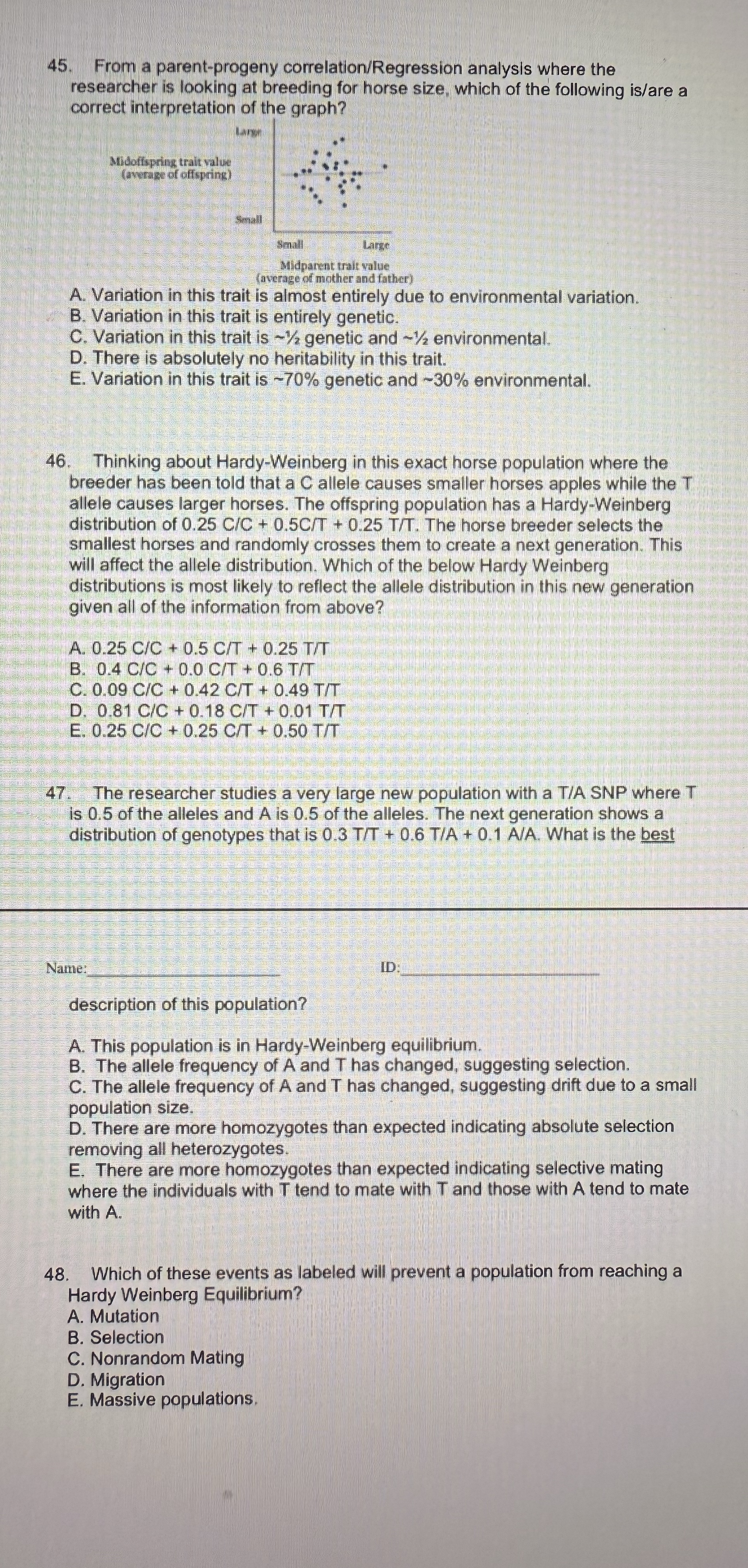 From a parent - progeny correlation / Regression