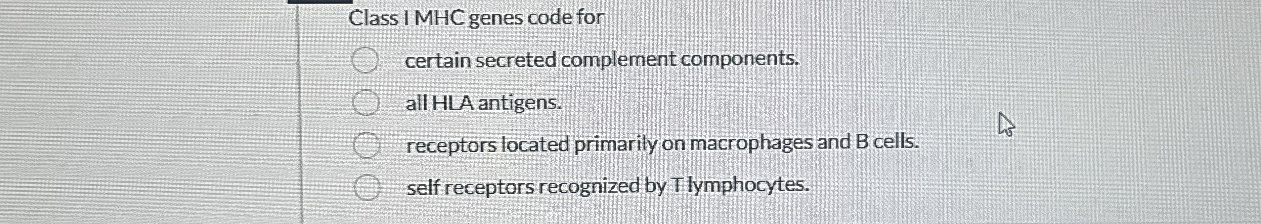 Class I MHC genes code for certain secreted