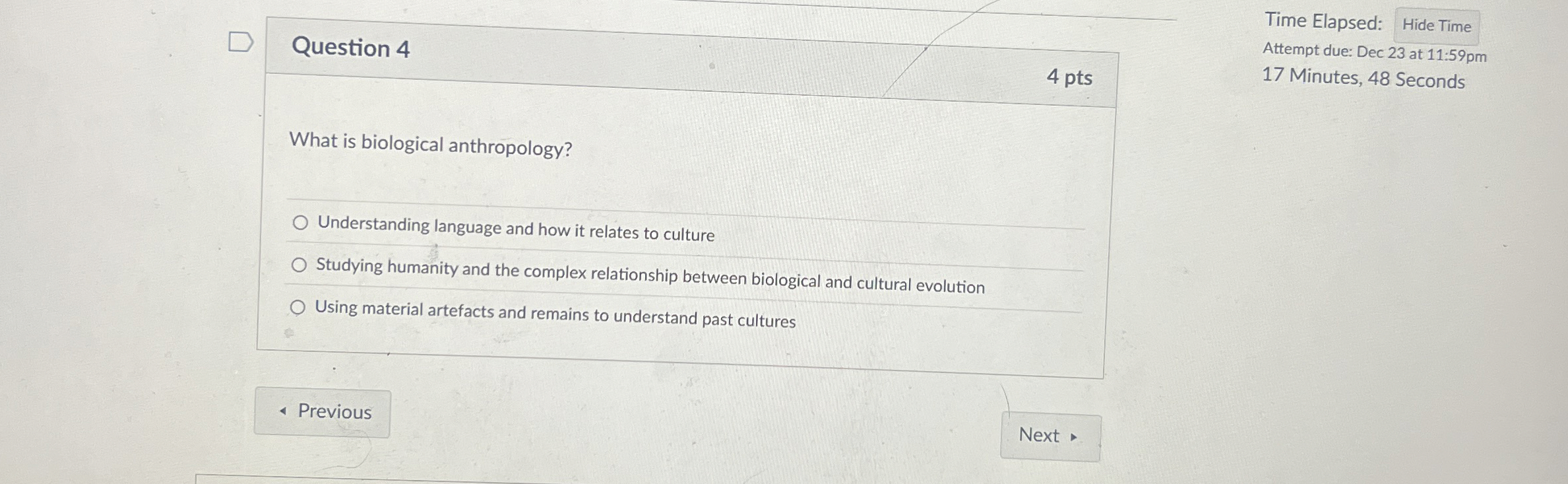 Question 4 Time Elapsed: Hide Time Attempt due: