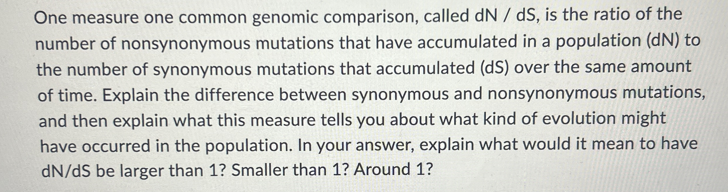 One measure one common genomic comparison, called