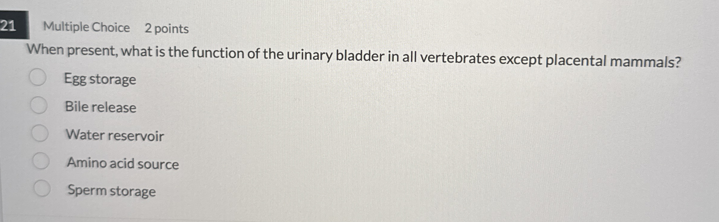 2 1 Multiple Choice 2 points When present, what