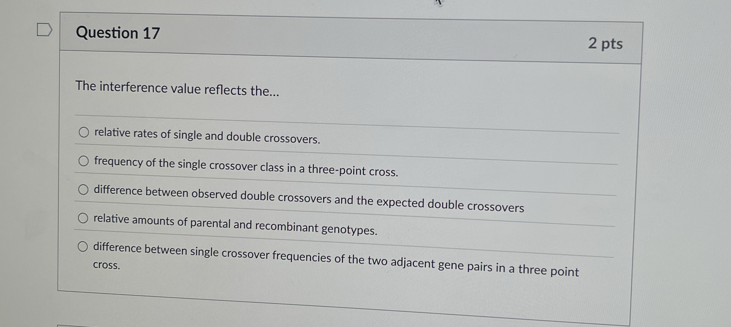 Question 1 7 2 pts The interference value