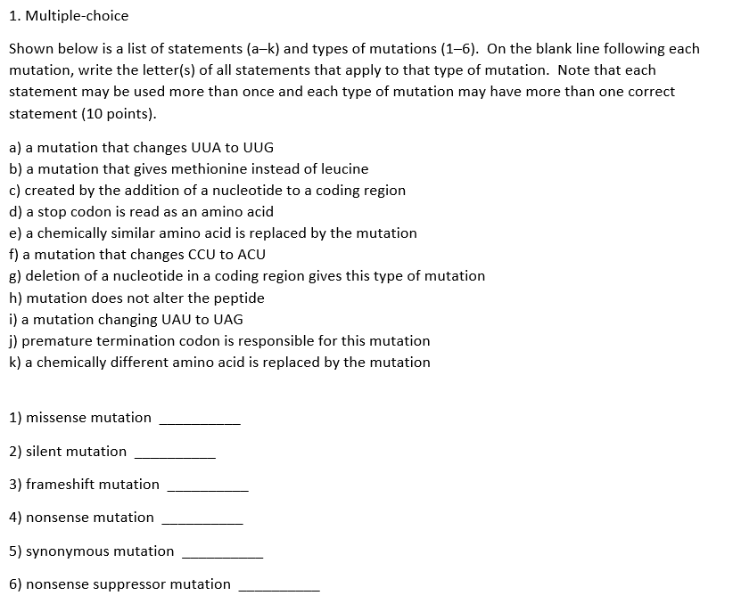 1 . Multiple - choice Shown below is a list of