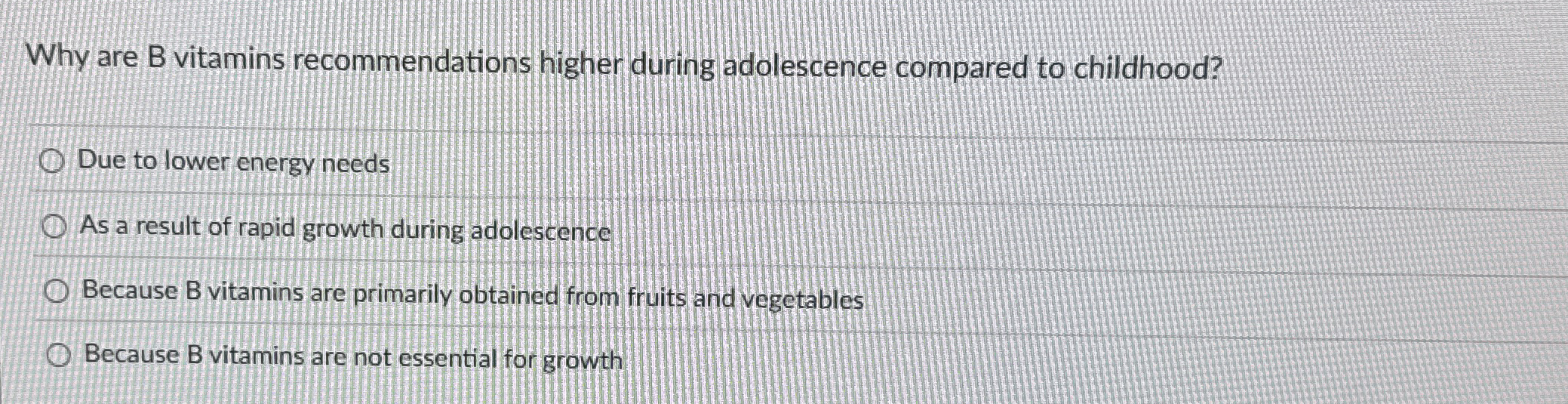 Why are B vitamins recommendations higher during