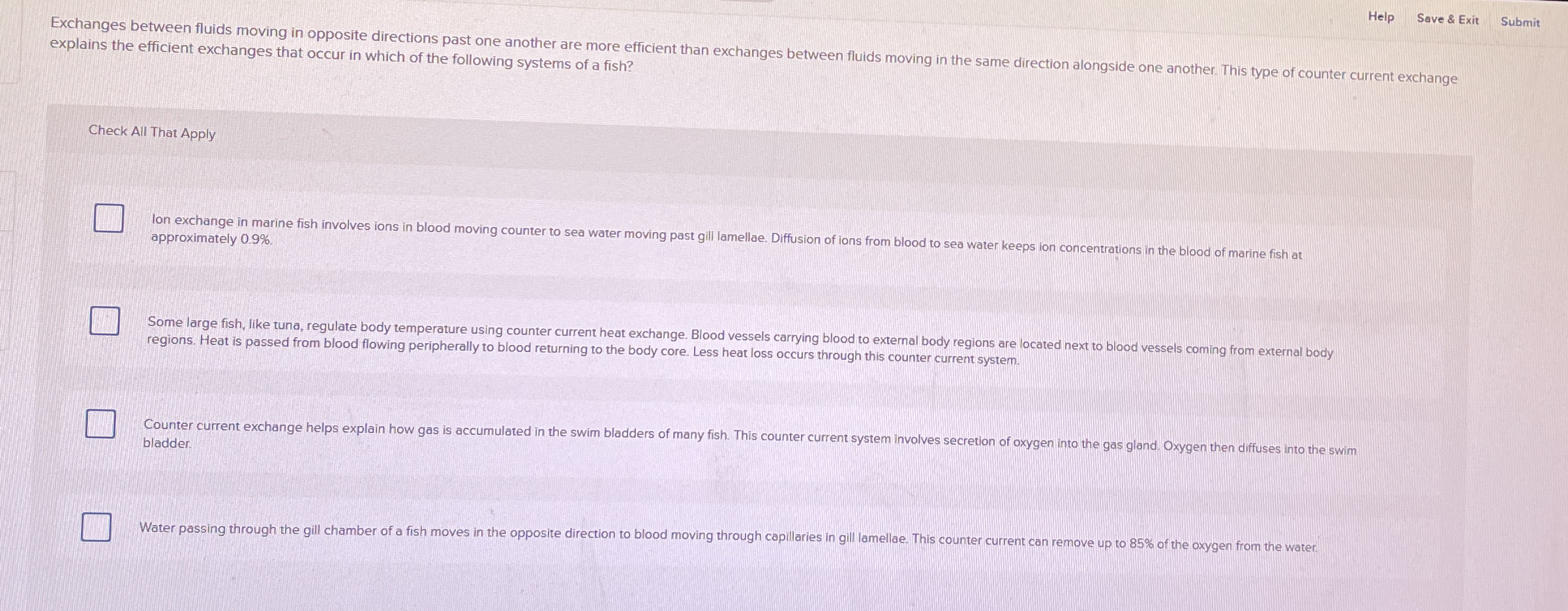 Help Save & Exit Submit explains the efficient