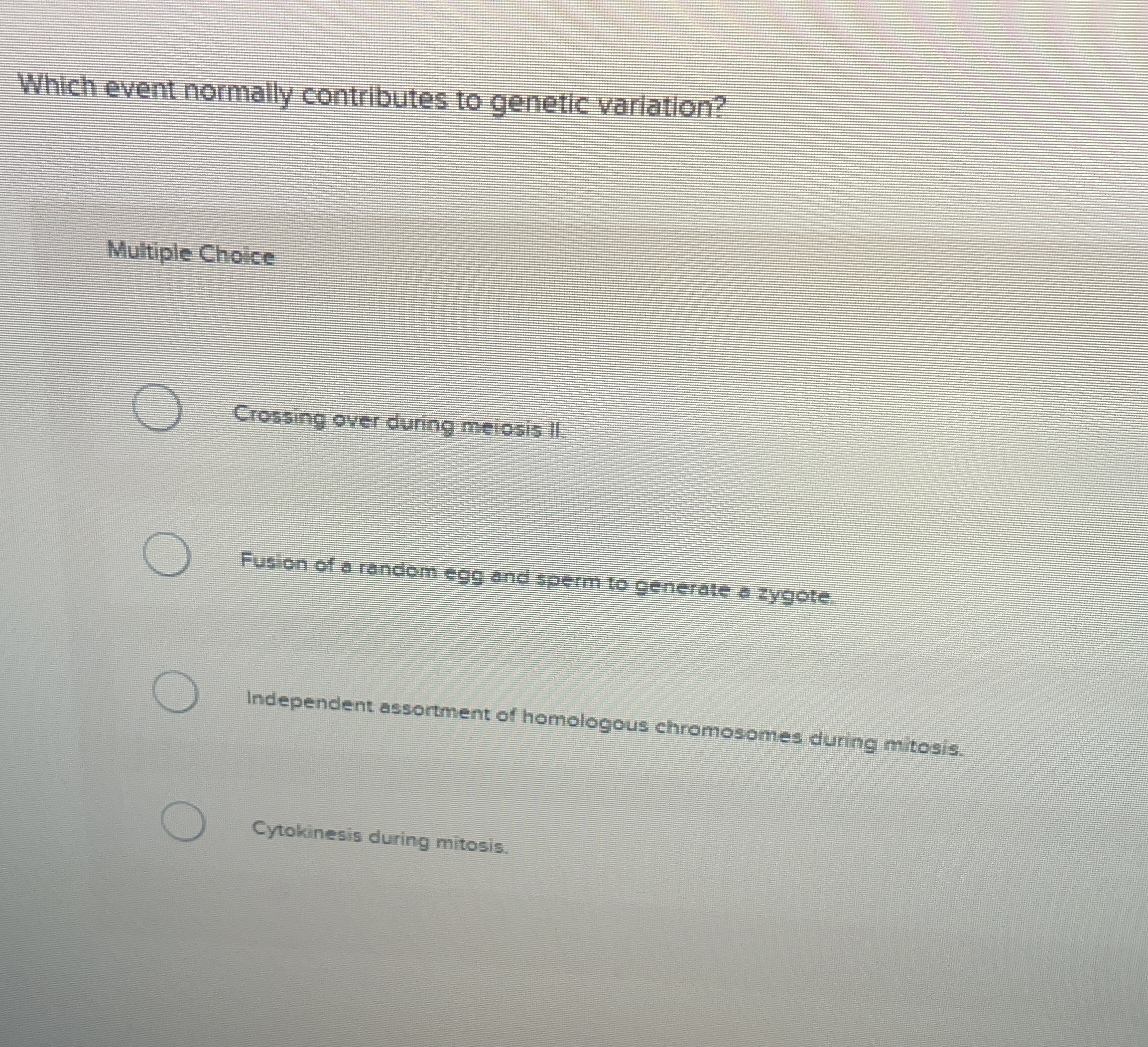 Which event normally contributes to genetic