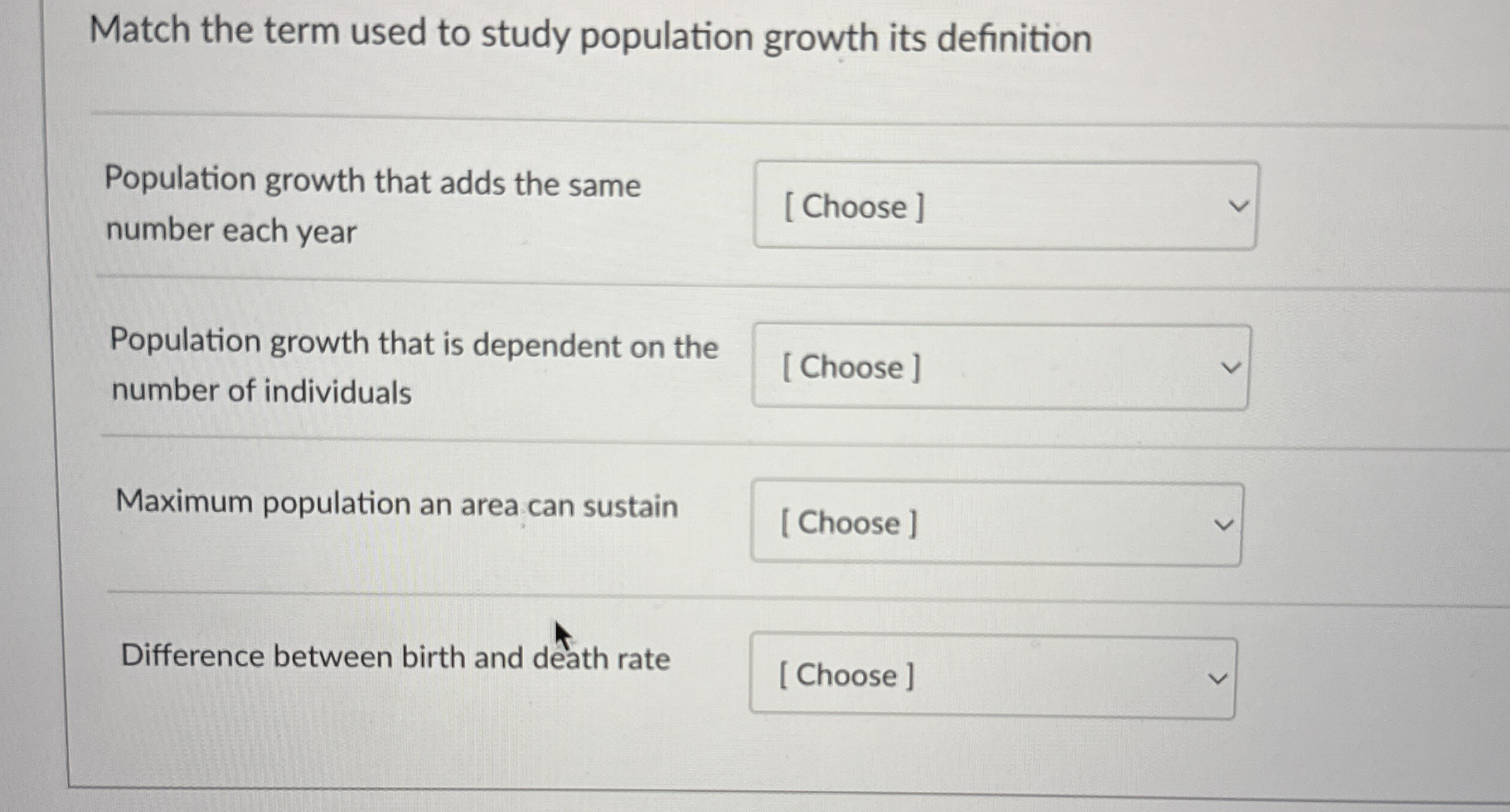 4 3 : Match the term used to study population