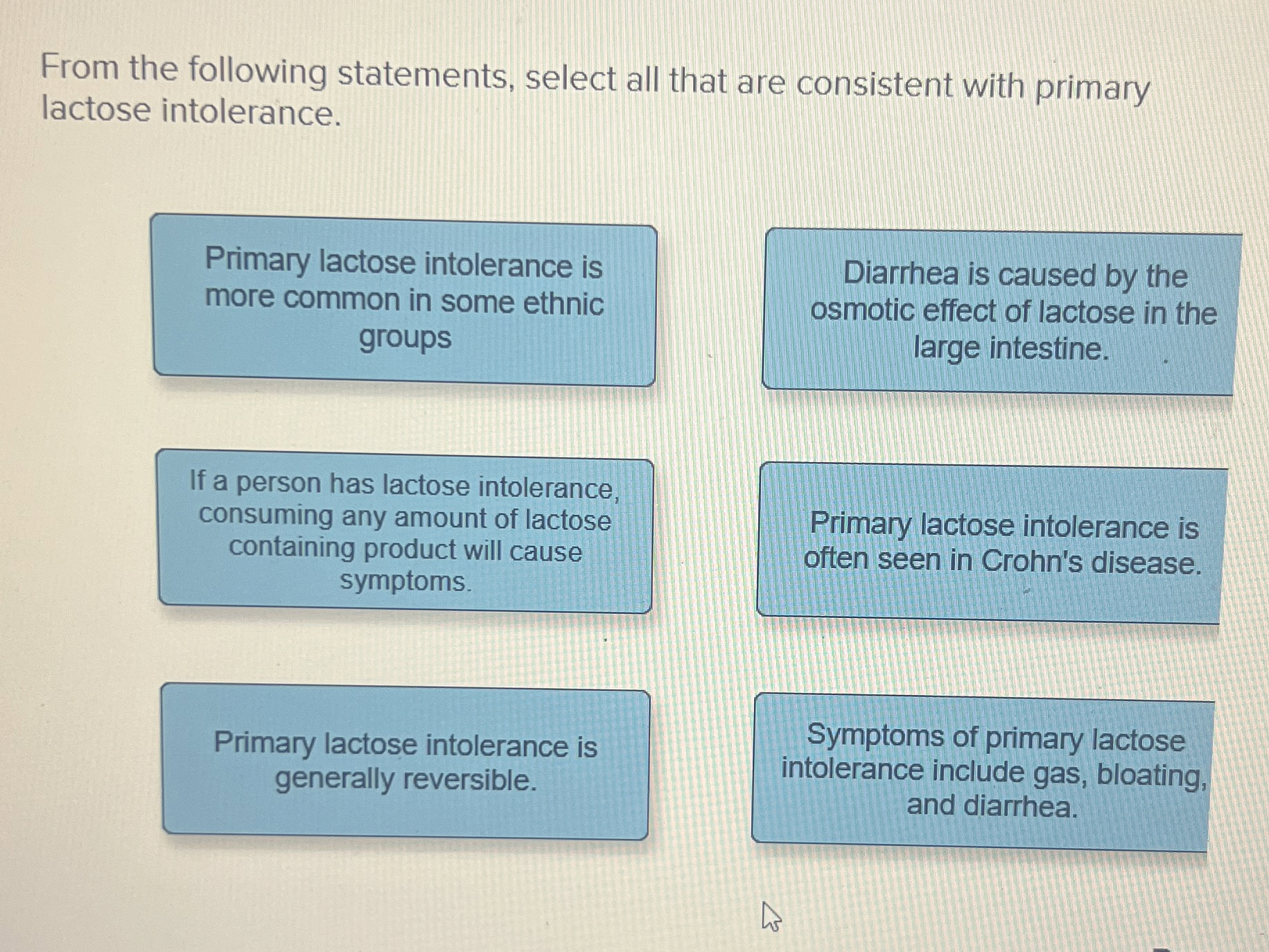 From the following statements, select all that