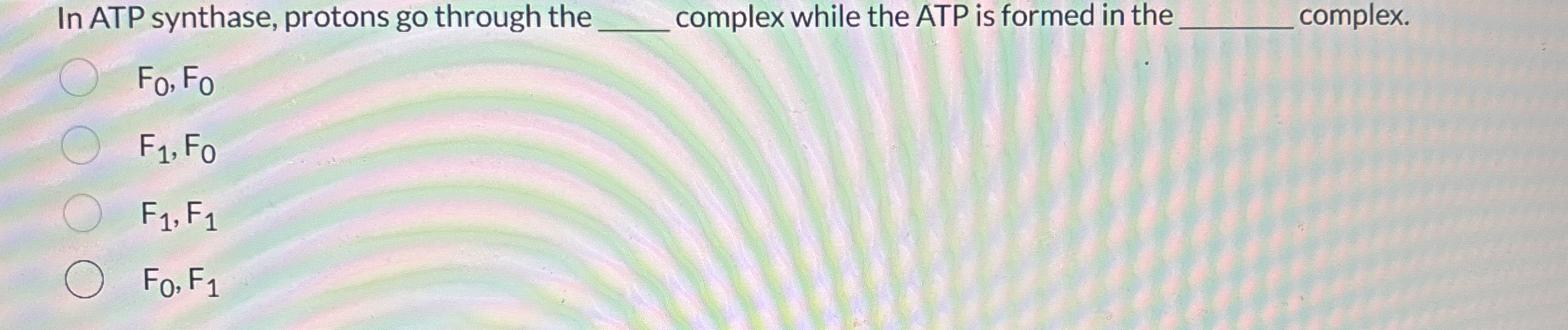 In ATP synthase, protons go through the q ,