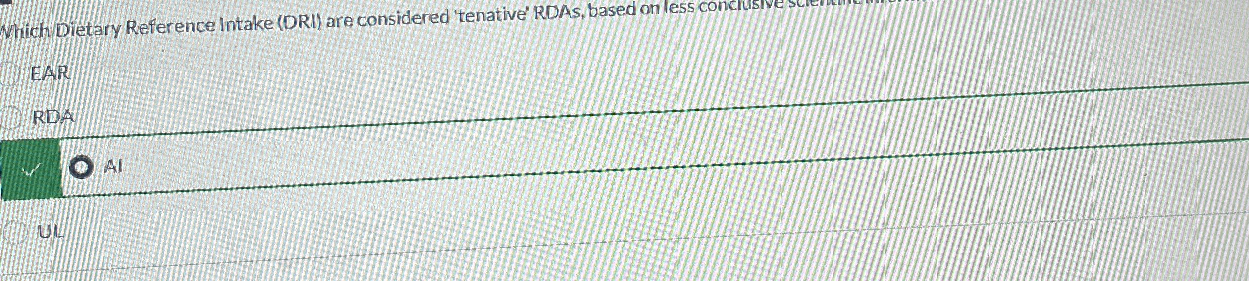 Which Dietary Reference Intake ( DRI ) are