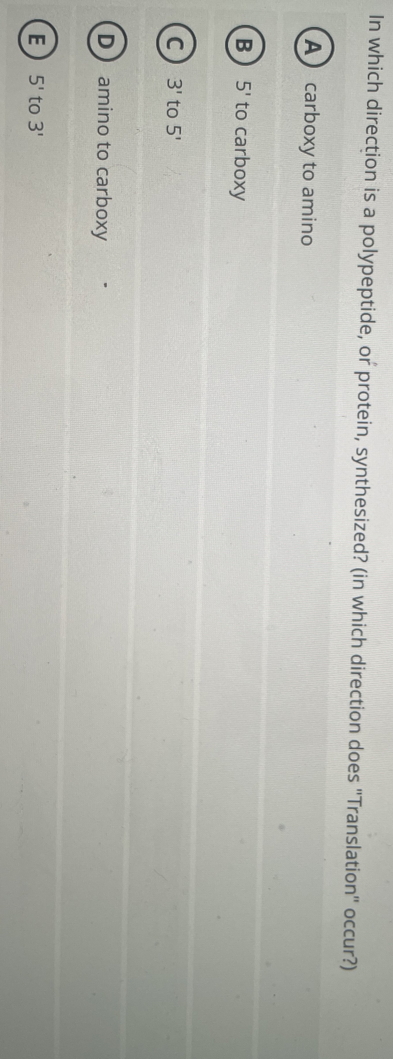 In which direction is a polypeptide, or protein,