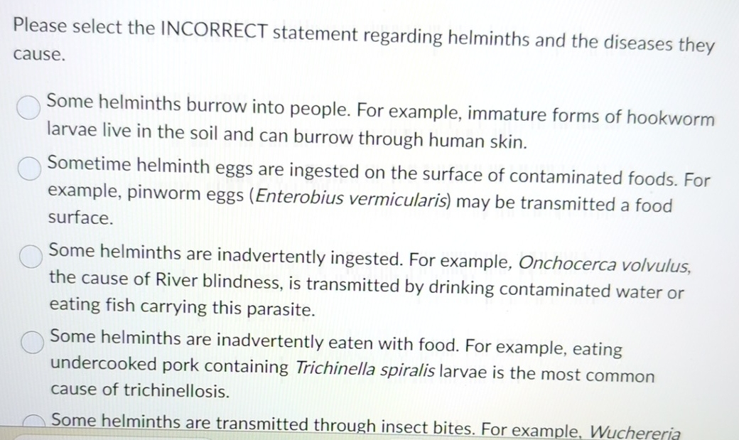 Please select the INCORRECT statement regarding