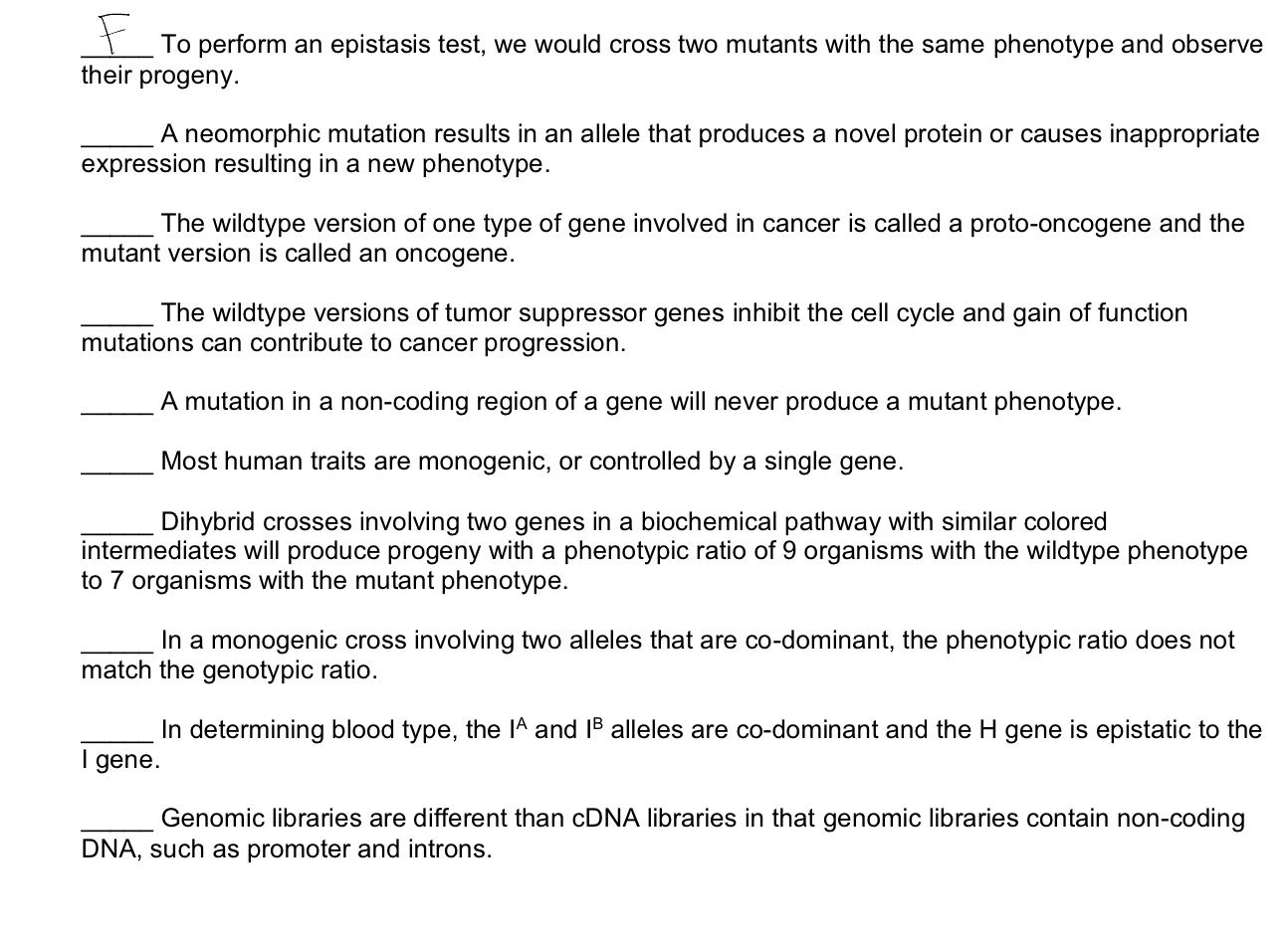 To perform an epistasis test, we would cross two