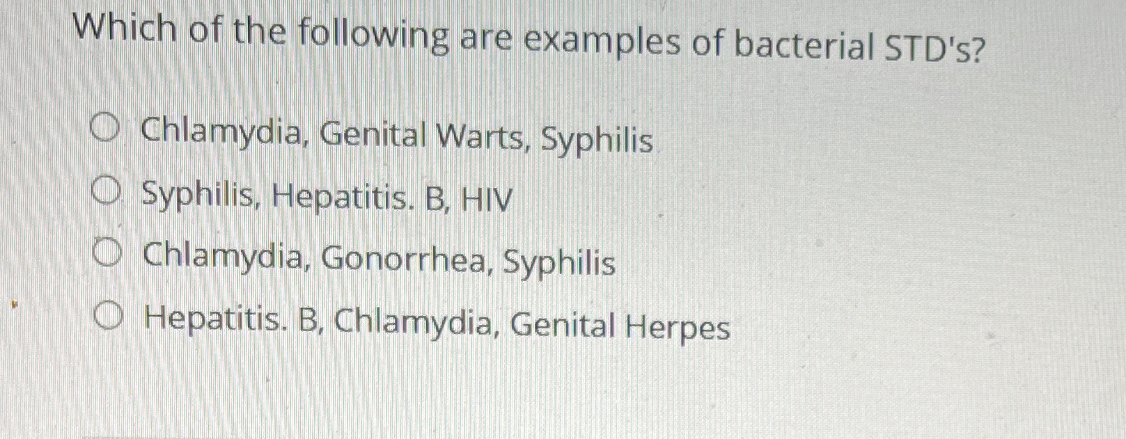 Which of the following are examples of bacterial