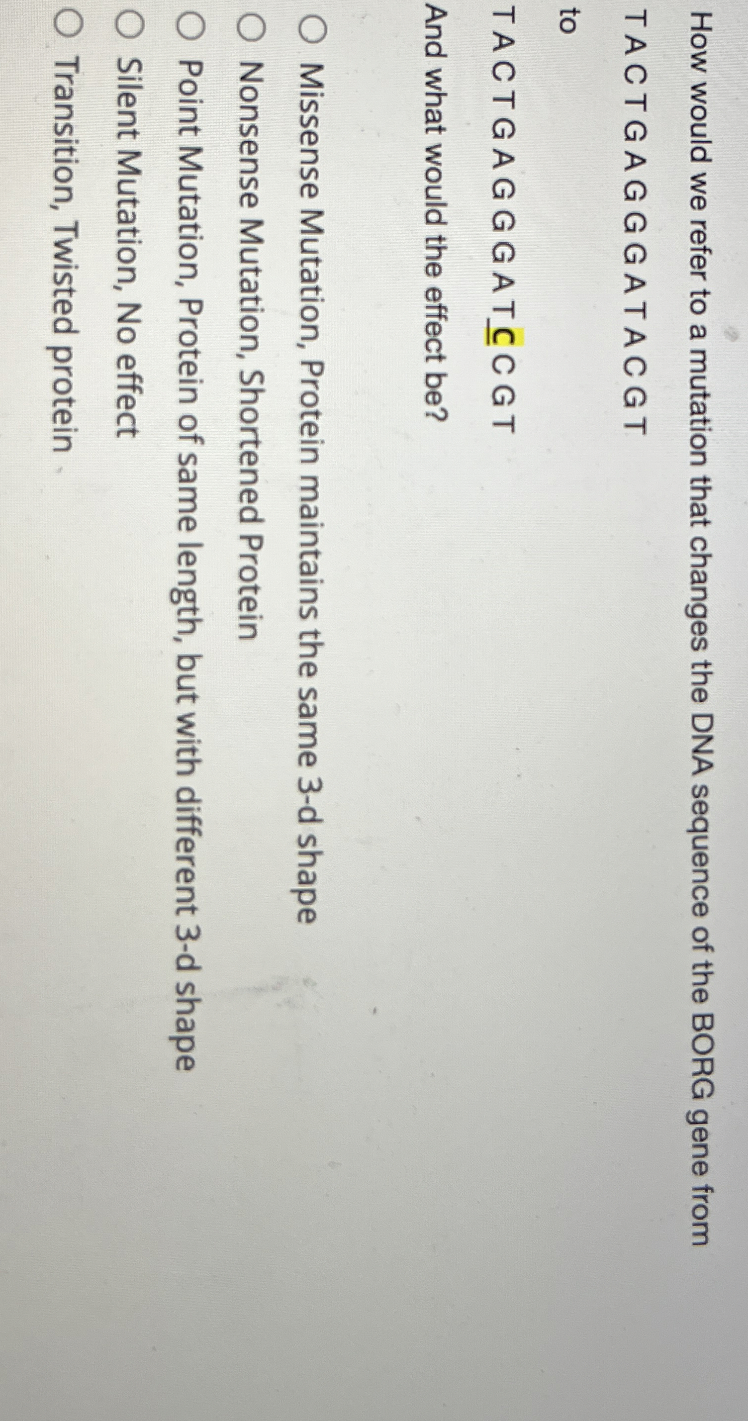 How would we refer to a mutation that changes the