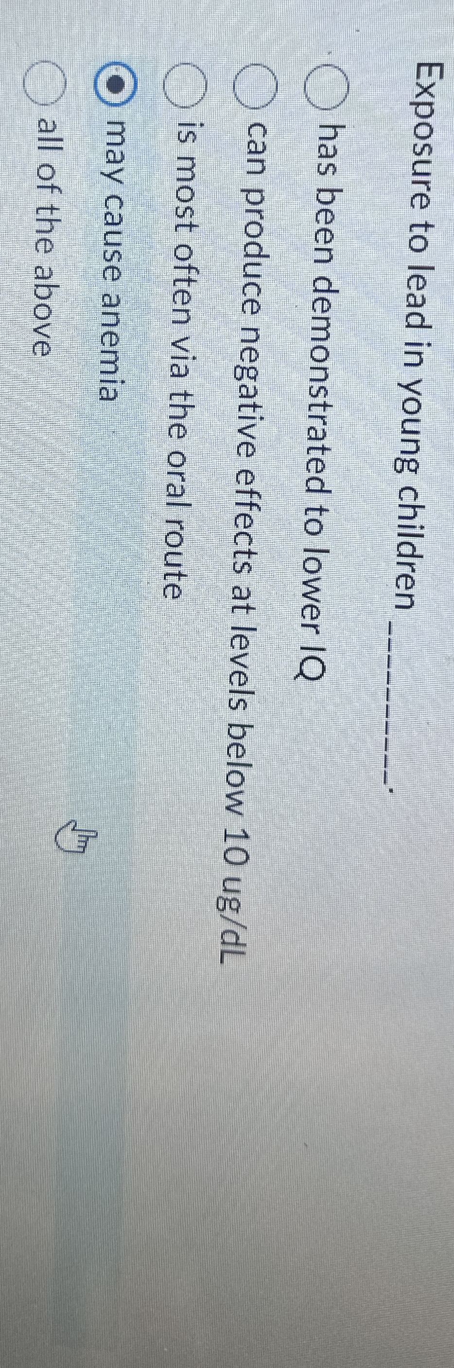 Exposure to lead in young children q , has been