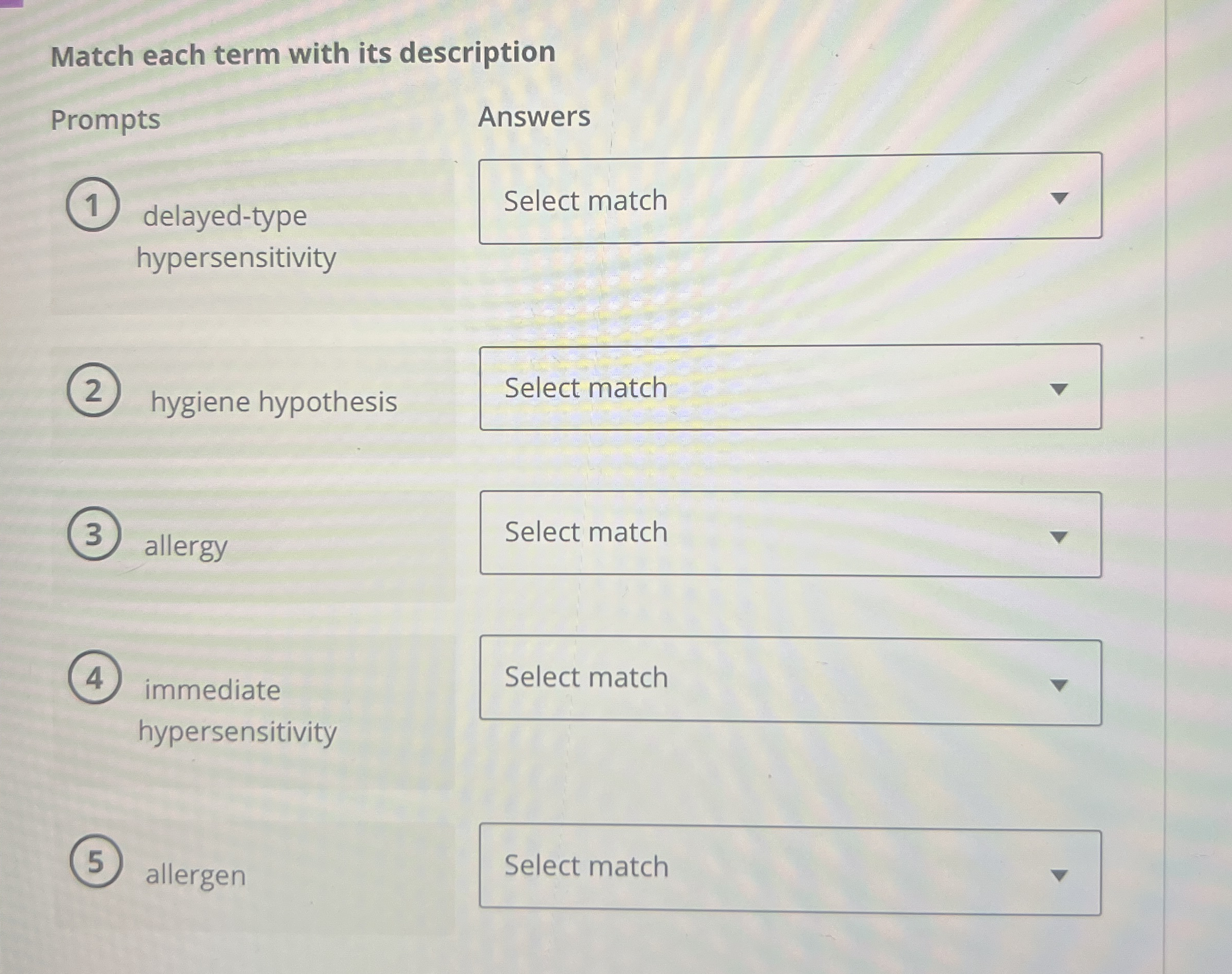Match each term with its description Prompts