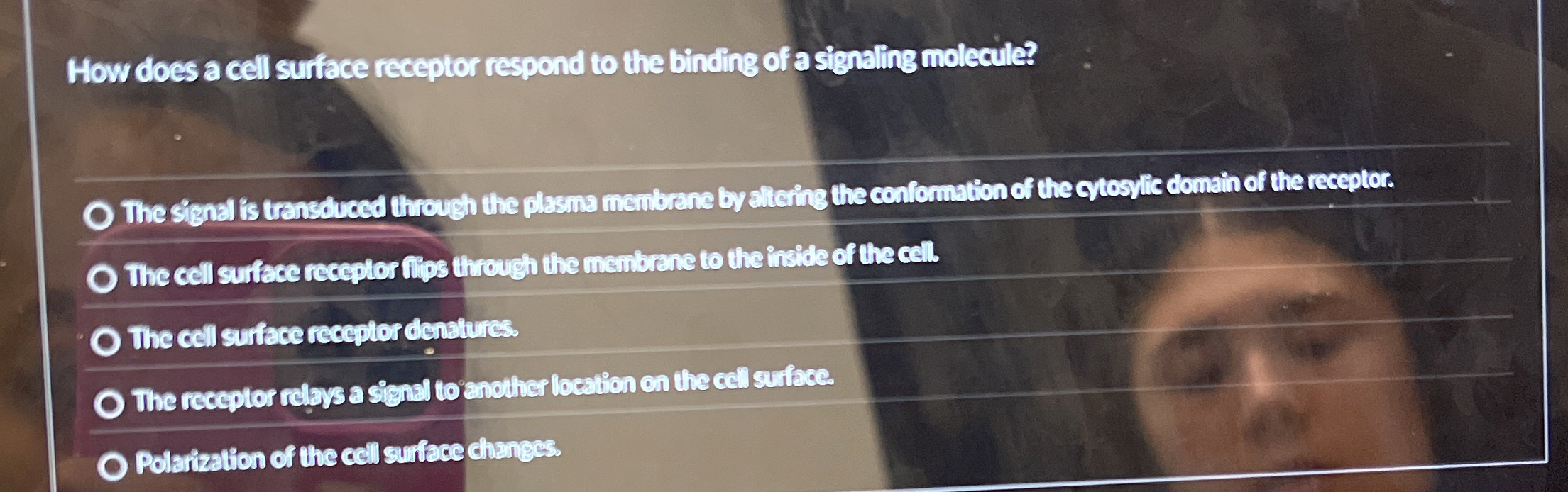 How does a cell surface receptor respond to the