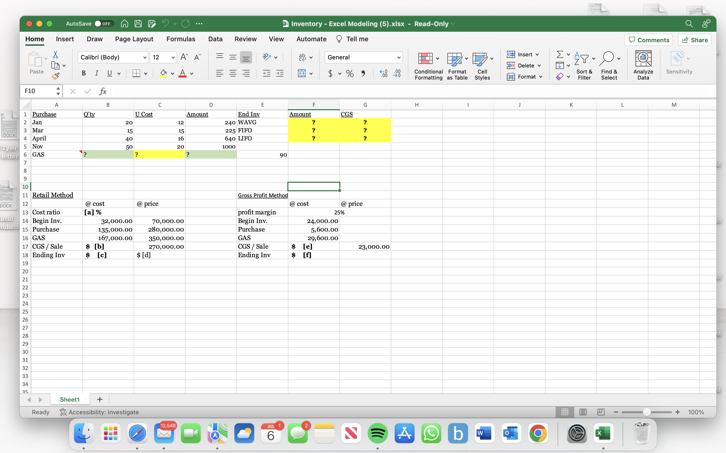 AutoSave OFF " C ... 3. Inventory - Excel
