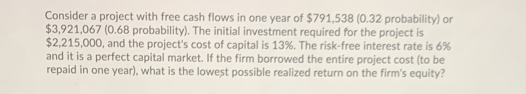 Anyone know this? Consider a project with free