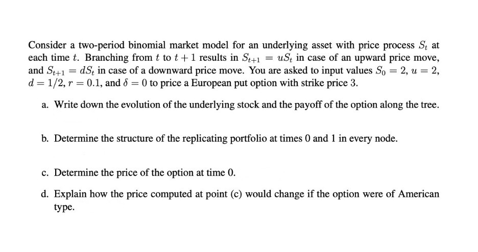 Consider a two-period binomial market model for